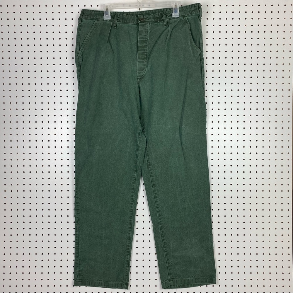 Vintage Army Pants Trouser Button Fly Army Green US C 56 Size 36x32